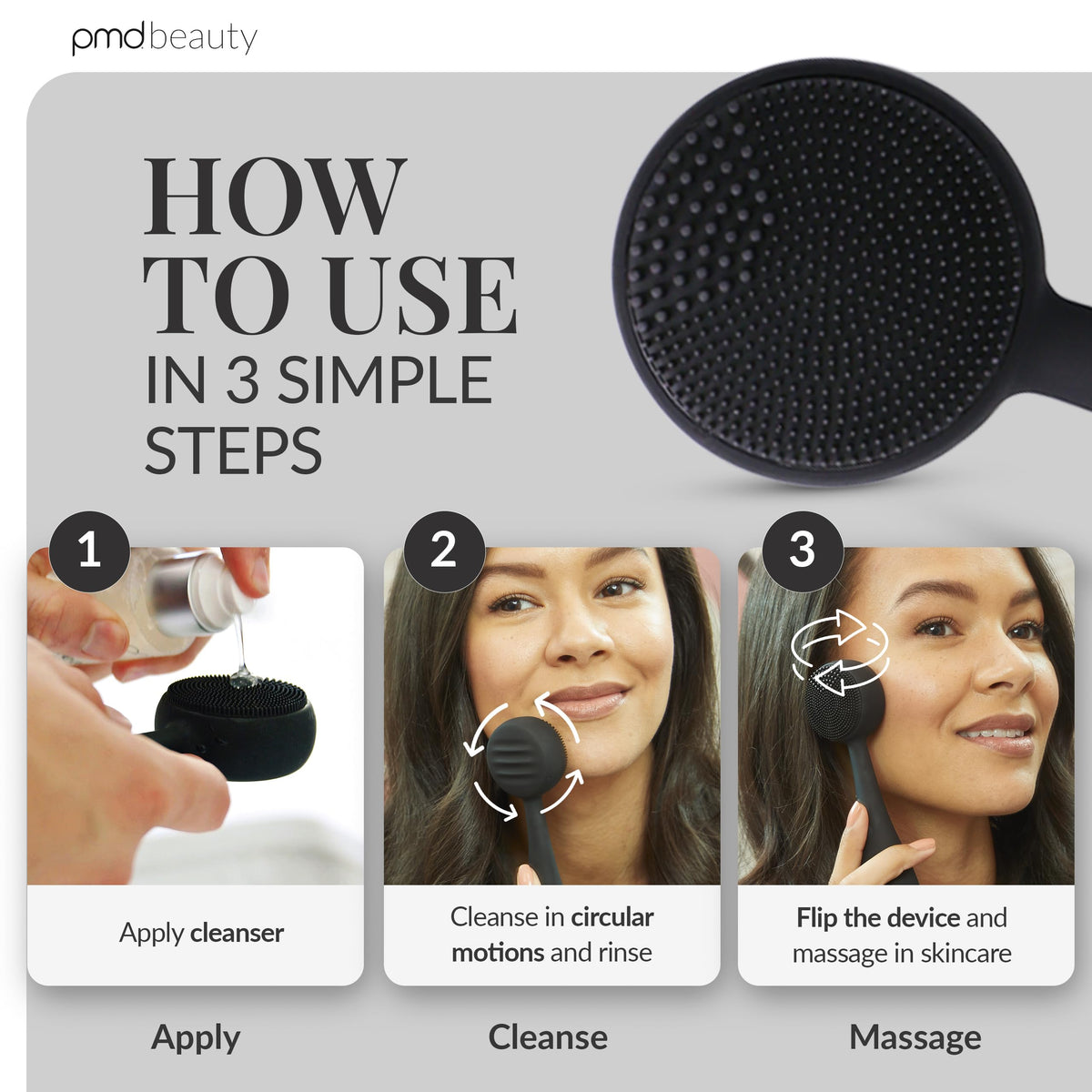 PMD Beauty Clean Redvolution red and blue LED light enhances cleansing sessions.