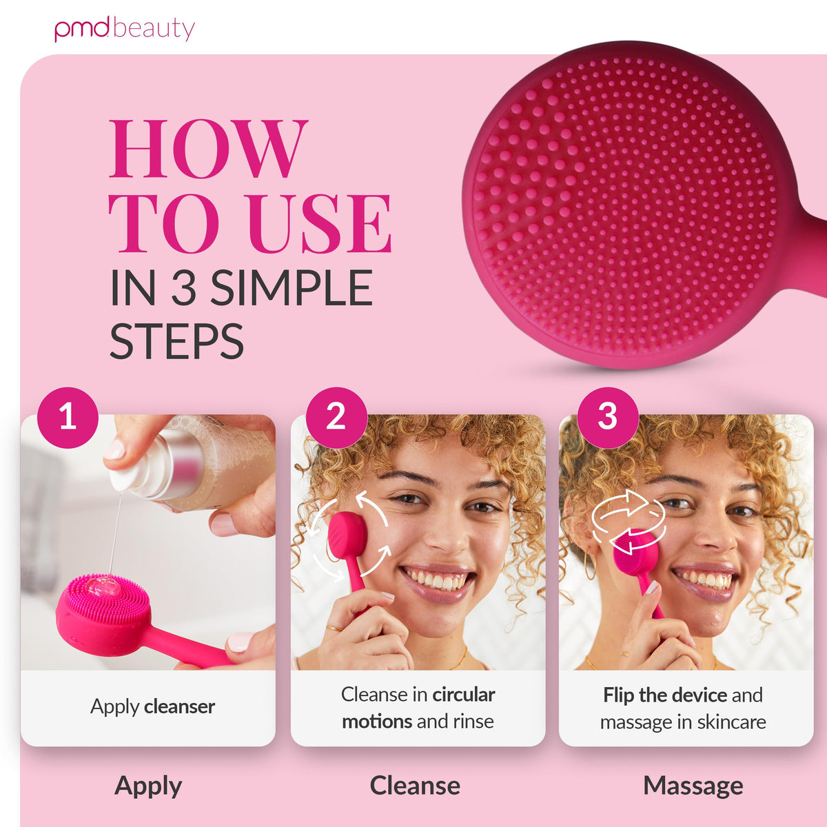 PMD Beauty Clean Mini anti aging massage helps serums absorb into skin