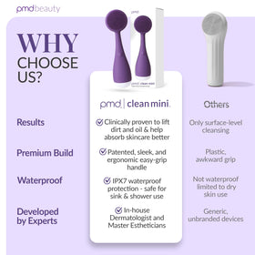 PMD Beauty Clean Mini purple device supports on-the-go skincare