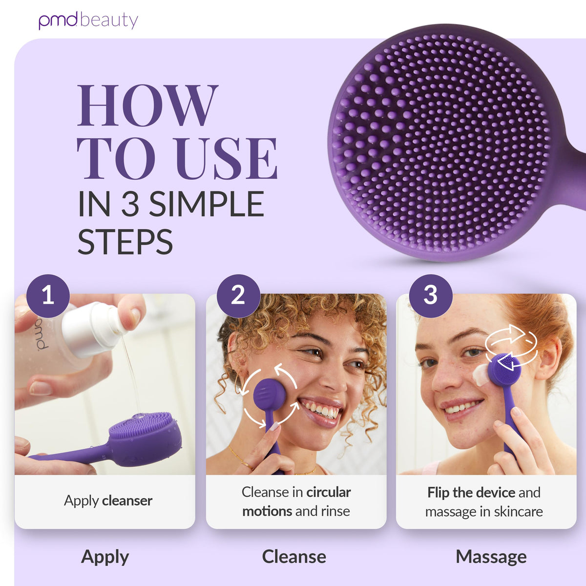 PMD Beauty Clean Mini waterproof silicone head for shower use