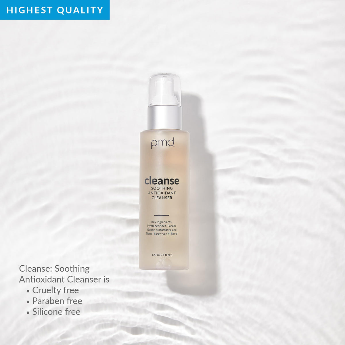 PMD Beauty Cleanse application on moist skin promoting easy rinse