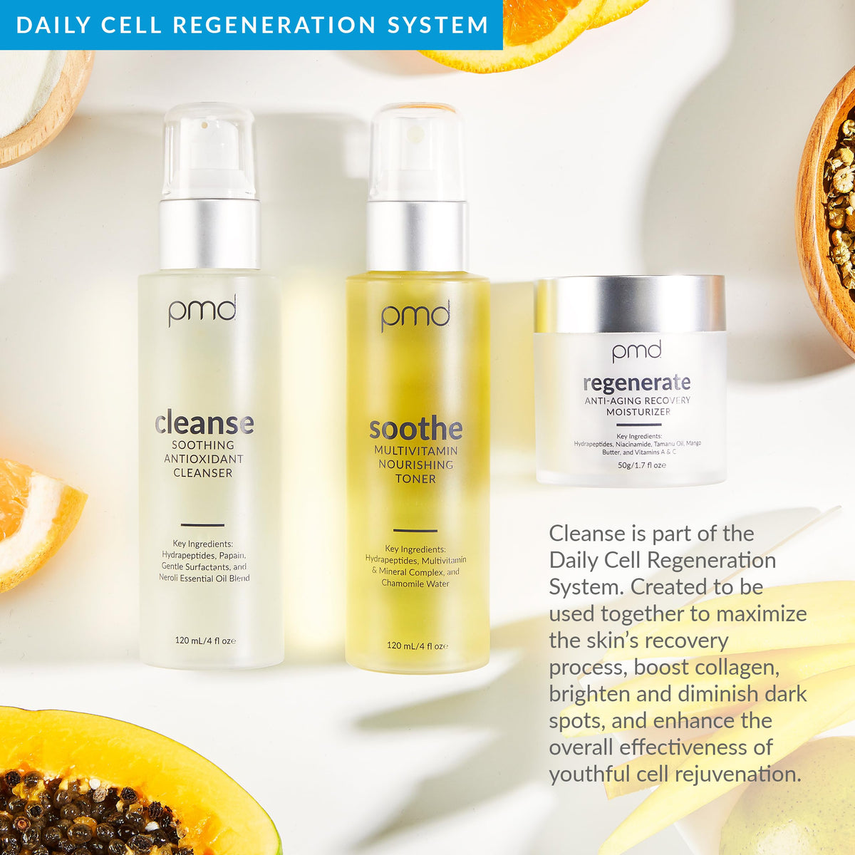 PMD Beauty Cleanse packaging and branding on pump bottle
