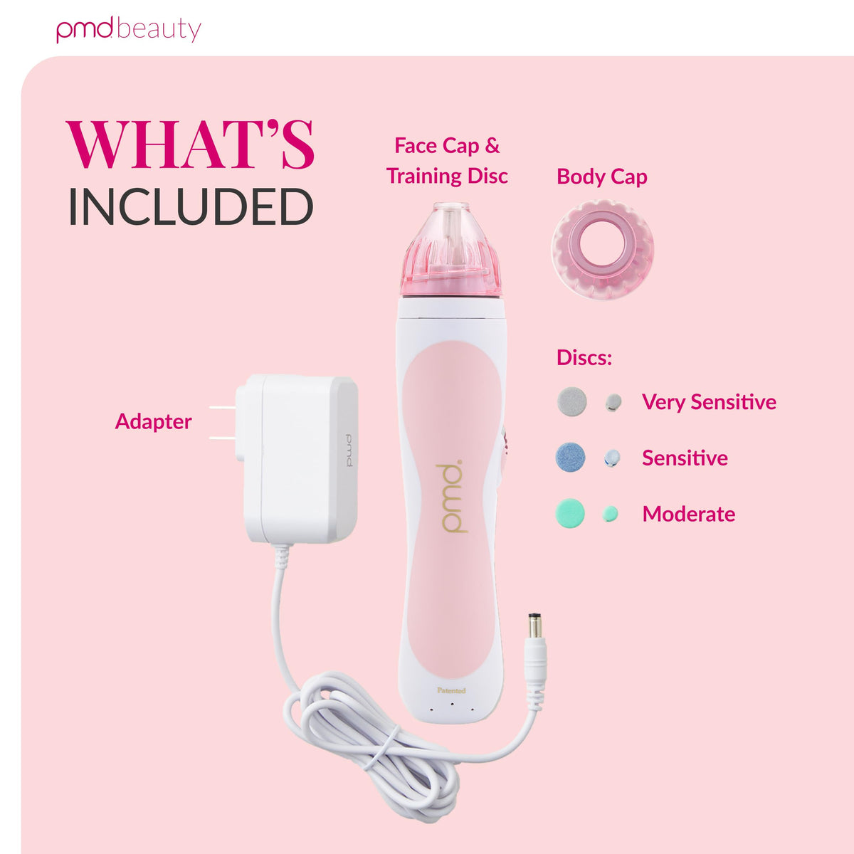 PMD Beauty Personal Microderm Classic blush-colored bottle resting on vanity