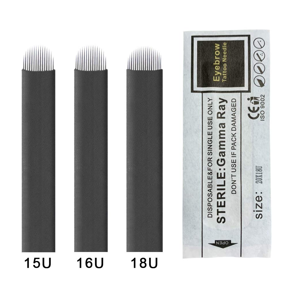 PMU Beauty 100pcs U18 set enables convenient, disposable microblading sessions.