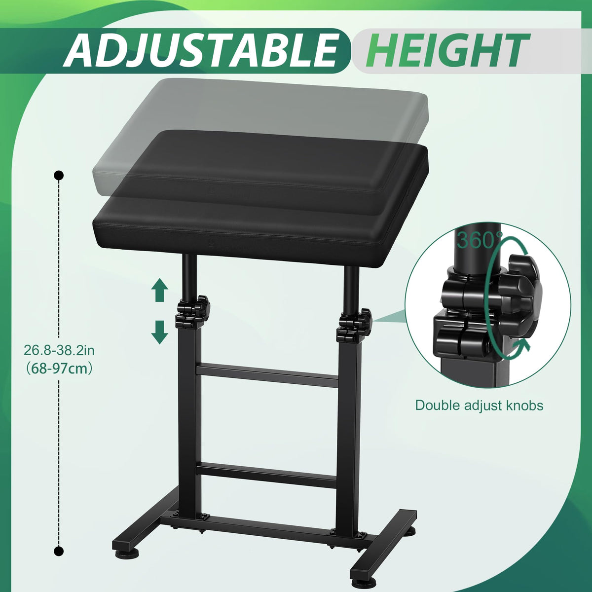 Poarmeey Tattoo Armrest height range demonstrates flexible studio setup.