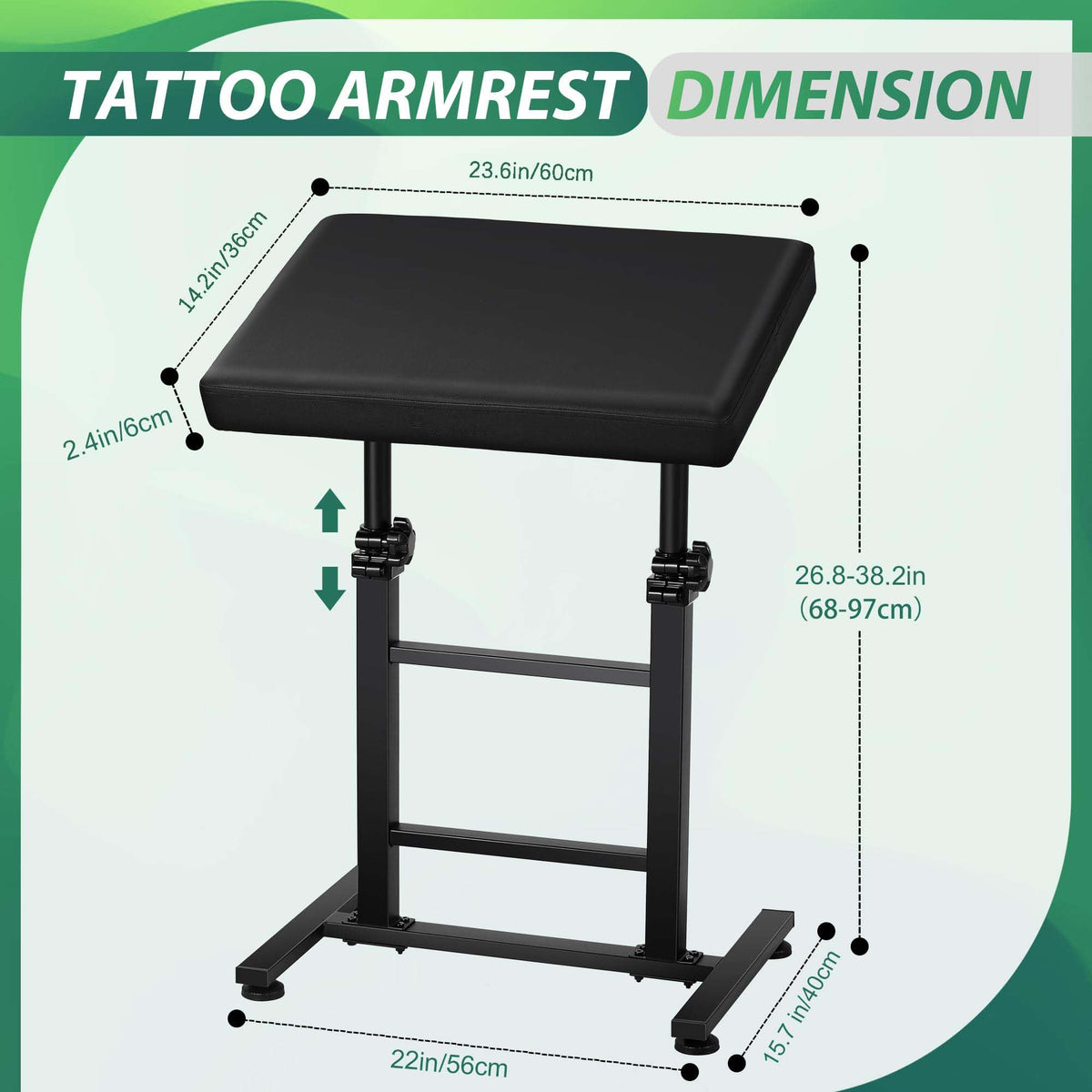 Poarmeey Tattoo Armrest steel frame provides durable support during sessions.