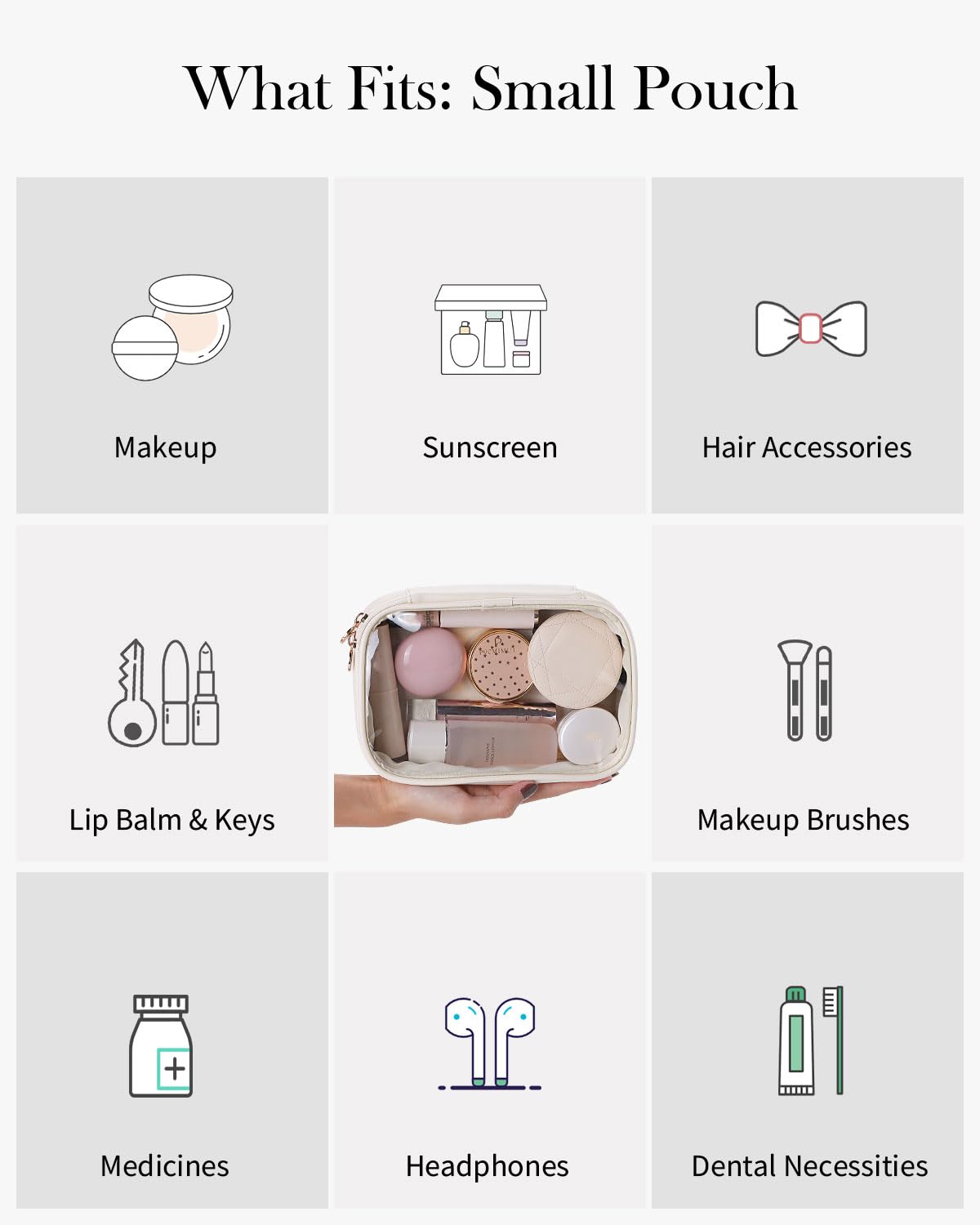 Pocmimut makeup bag with zip closure keeps items secure in transit