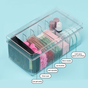 POCMKO acrylic storage box stores lash supplies neatly on your station.
