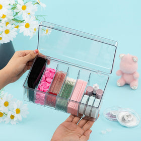POCMKO lash cart organizer shows six compartments for quick access during lash sessions.