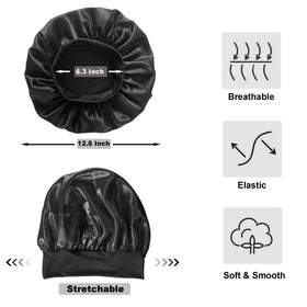 Podaloa one-size satin hair wrap fits most heads with comfy elastic band.