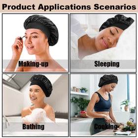 Podaloa stylish satin bonnet adds flair to bedtime routine.