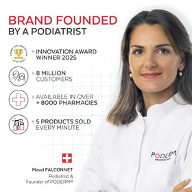 Swiss-made PODERM packaging emphasizing quality and natural ingredients.