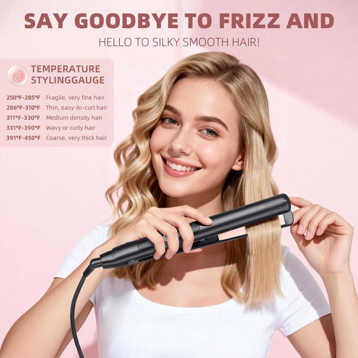 Podiality flat iron showcasing fast heat-up for quick styling.