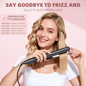 Podiality flat iron showcasing fast heat-up for quick styling.