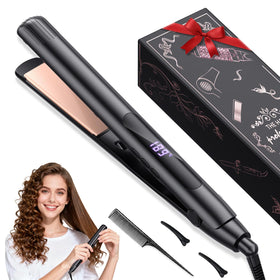 Podiality hair straightener with 1inch titanium ceramic plates for salon-smooth results.