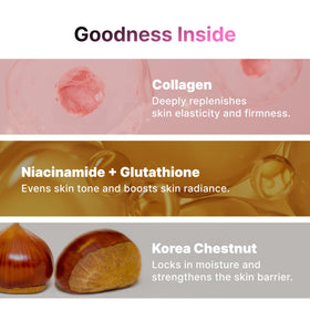 PO:DL Podl Collagen Bubble Serum chestnut-niacinamide image supports moisture and even tone.