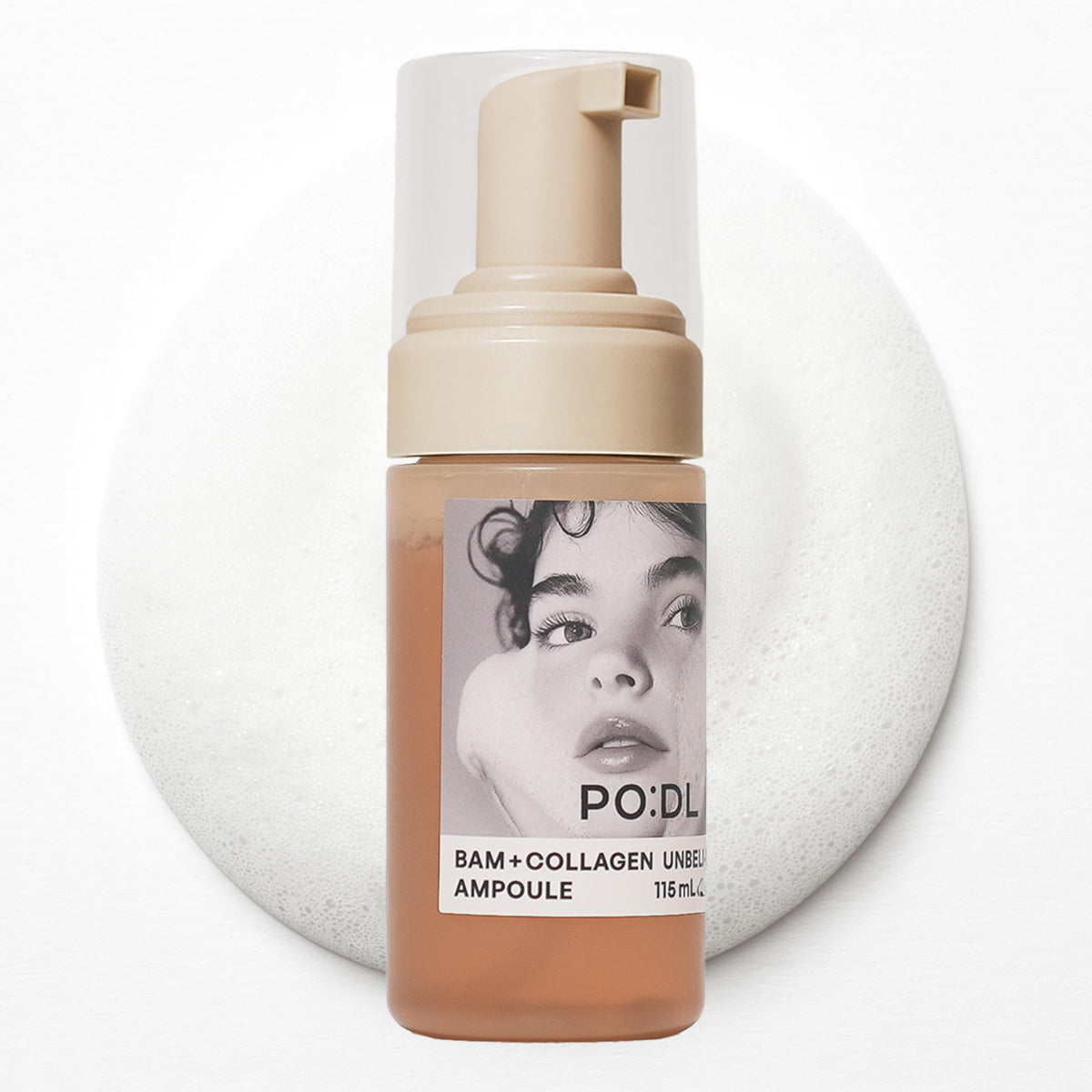 PO:DL Podl Collagen Bubble Serum elasticity image showing firmer, more resilient skin.