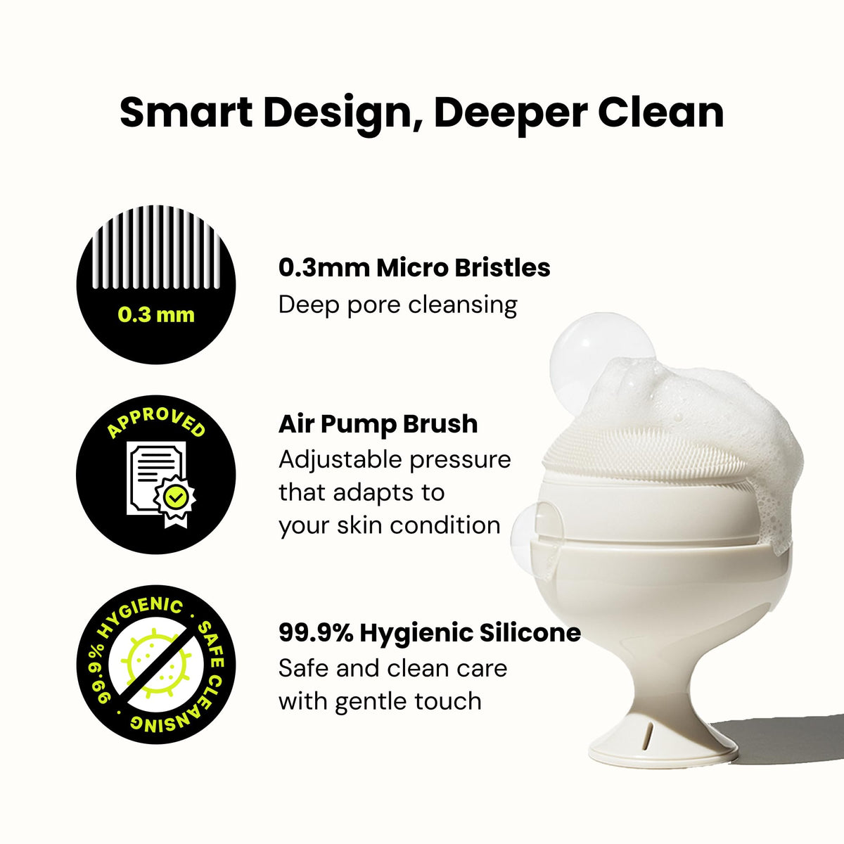 PO:DL PODL soft manual face scrubber - comfortable grip for precise cleansing around curves.