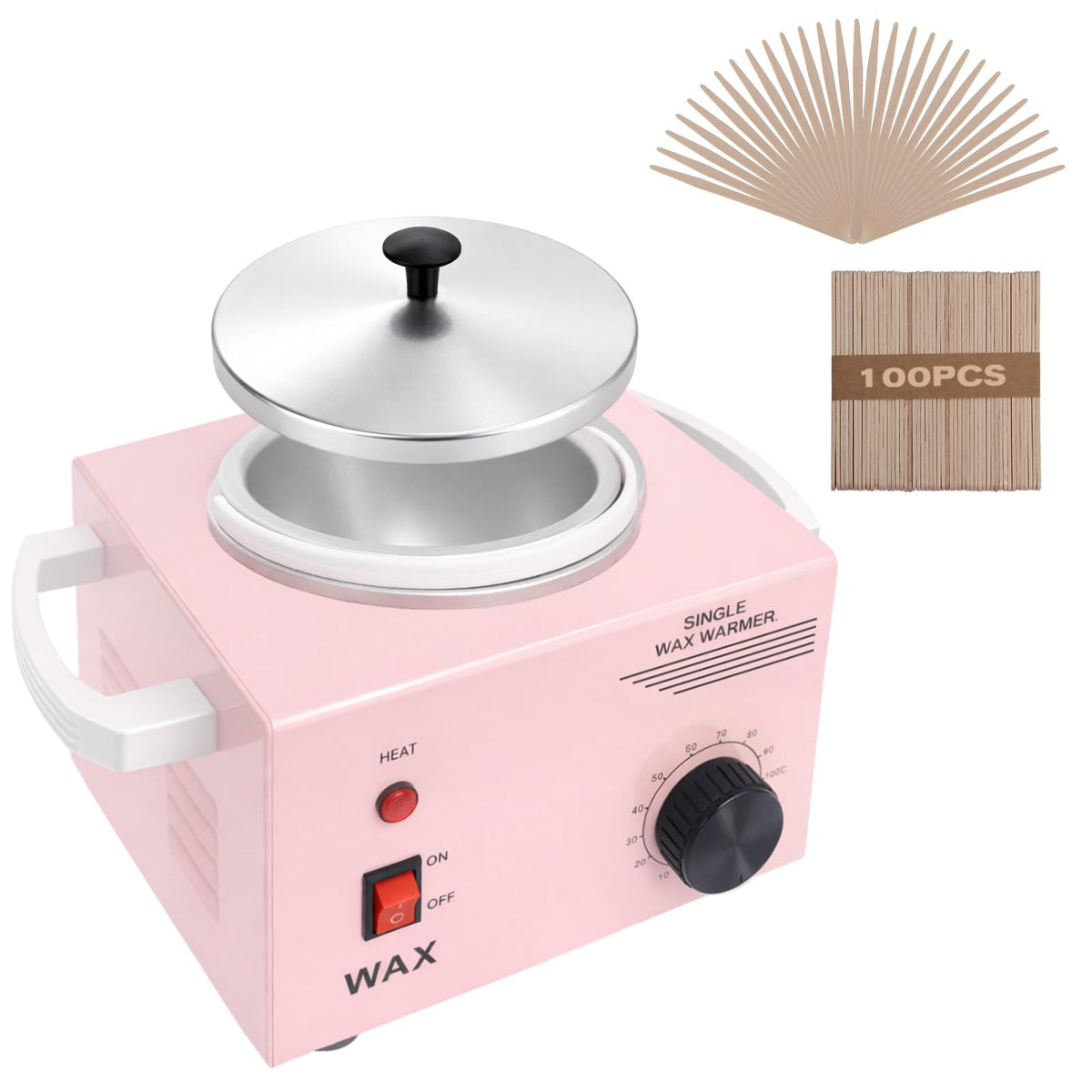 Podoy electric wax warmer in pink pot for at-home waxing convenience.