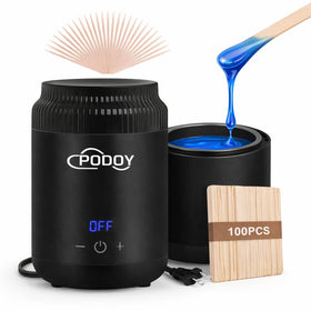 Podoy mini wax pot warmer front view, compact home spa solution for facial waxing.