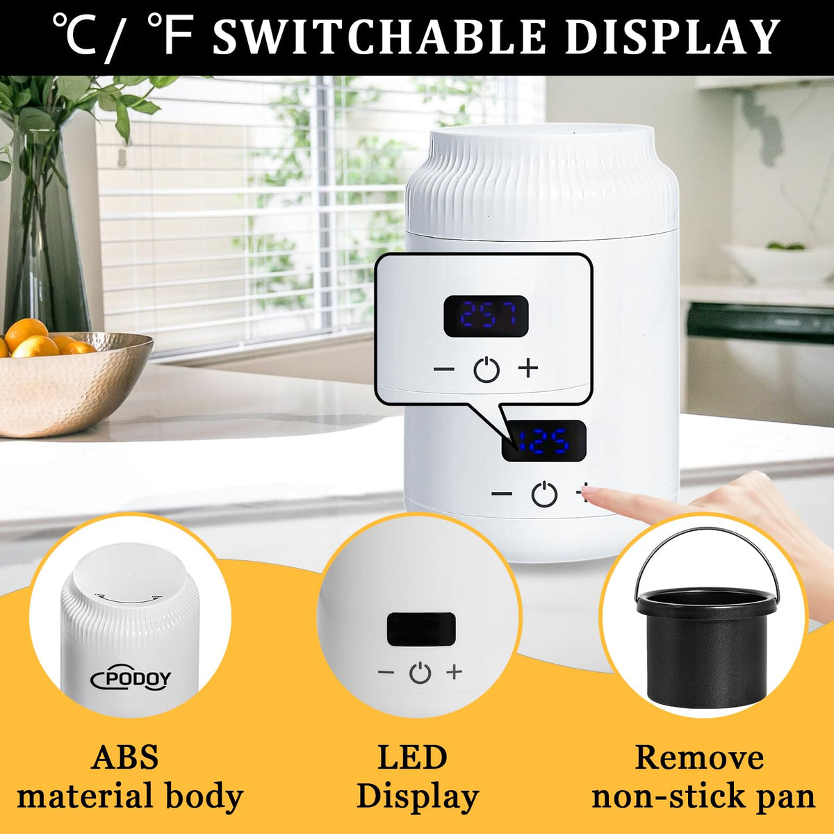 Podoy Mini Wax Warmer portable design ideal for travel and mobile salons