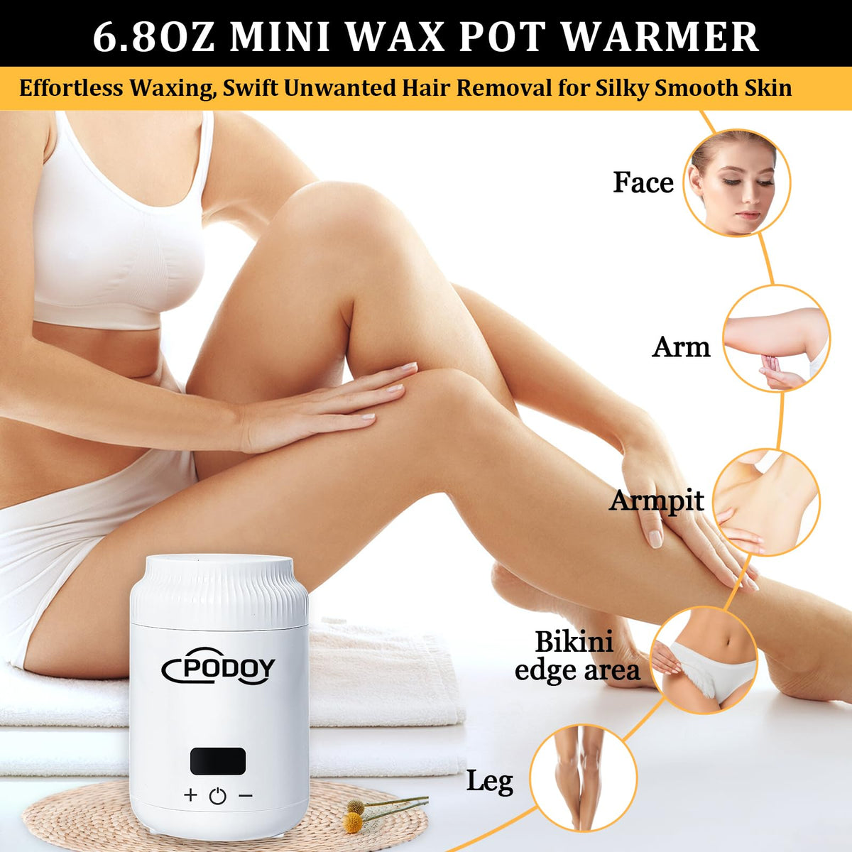 Podoy Mini Wax Warmer removable pot for easy cleaning after waxing