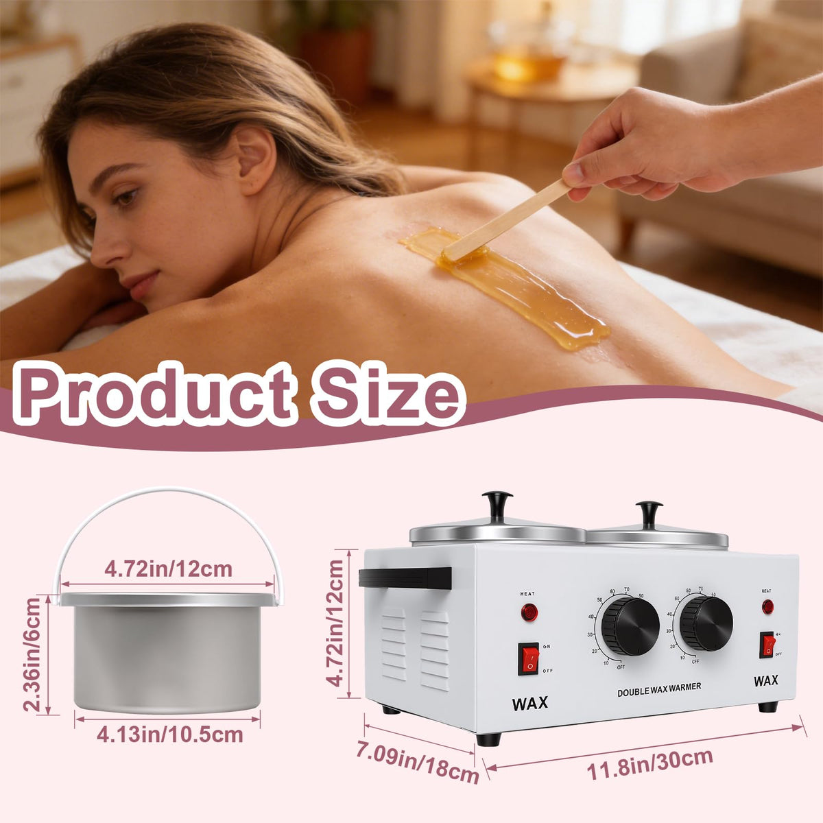 Podoy wax warmer in salon use, dual chamber efficiency on display.