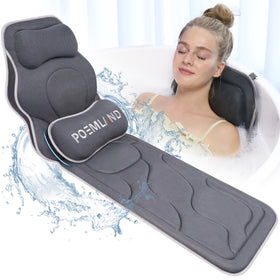 Poemland full body bath pillow gray front view offers full tub coverage for a comfortable soak