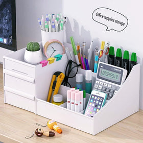 POFUOT countertop cosmetics storage prevents spills by guiding bottles upright.