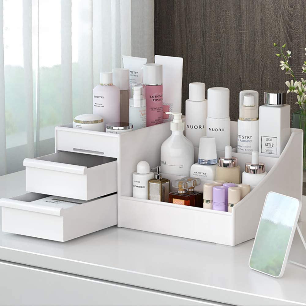 POFUOT vanity brush holder white keeps tools neatly upright for quick use.