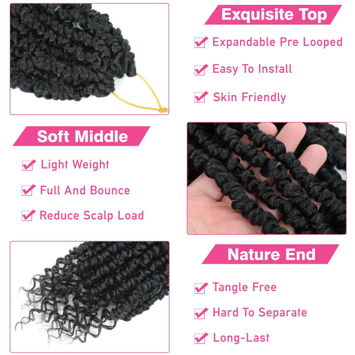 Pofworld Passion Twist 10in pack set, pre-looped design for quicker install.