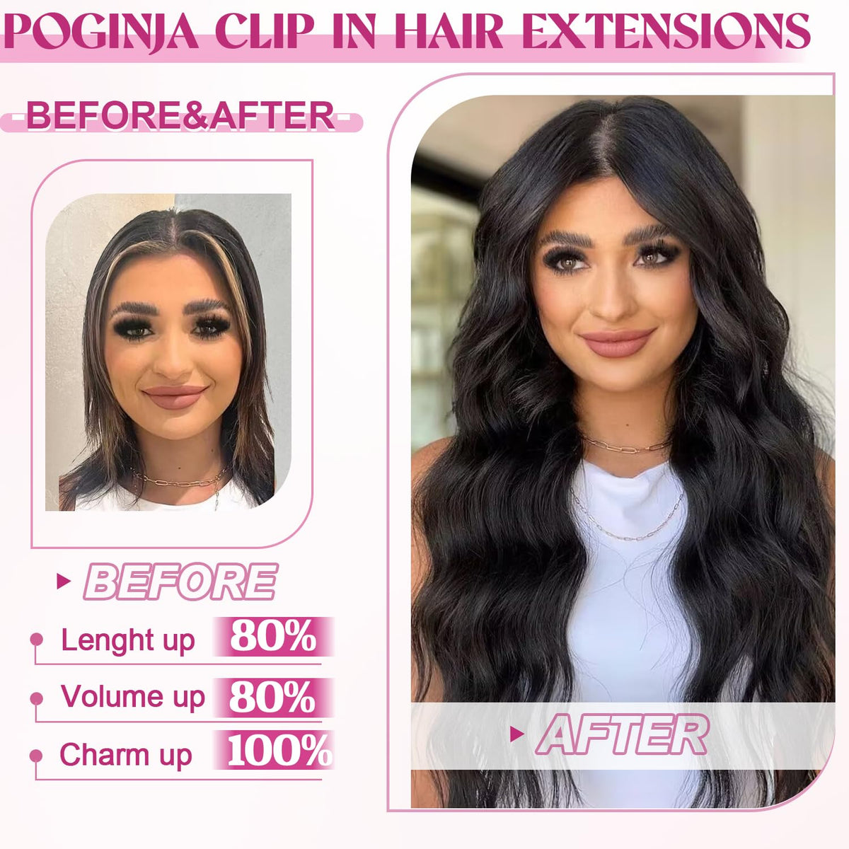 POGINJA straight hair extensions in 14 to 24 inch length for seamless lengthening.