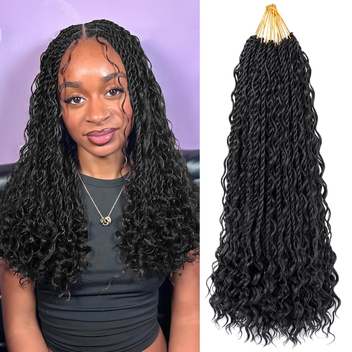 POJUI Senegalese twist crochet hair with curly ends for a full natural look
