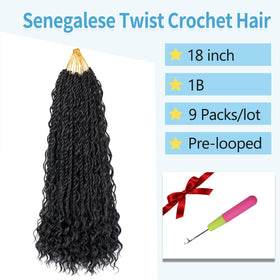 POJUI 18-inch natural black crochet hair adds length with soft movement
