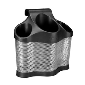 Polder Style Station hair dryer compartment keeps tools neatly organized for quick styling.