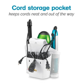 Polder Style Station heat-resistant mesh promotes airflow while cooling styling tools.