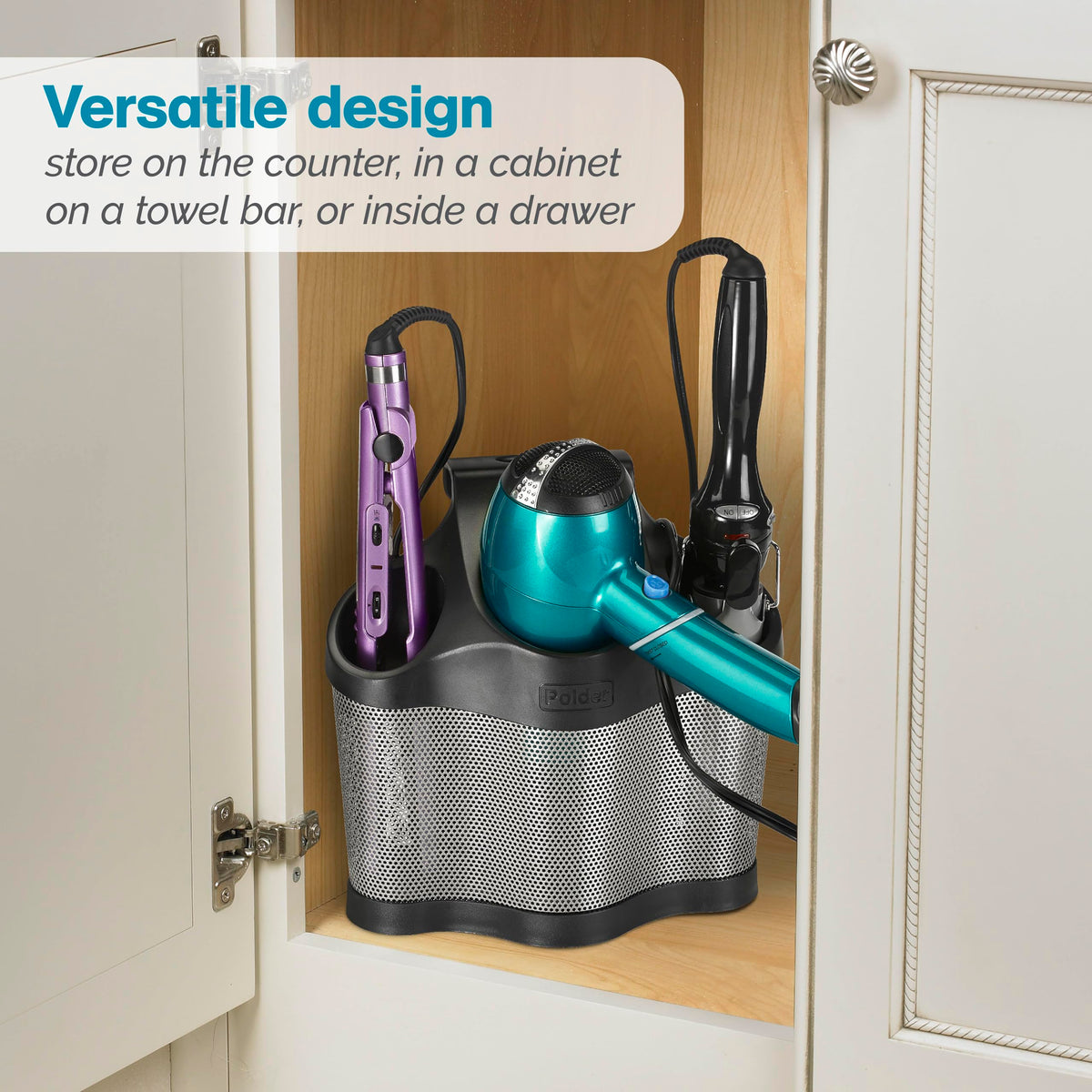 Polder Style Station versatile storage options organize tools neatly in any room.