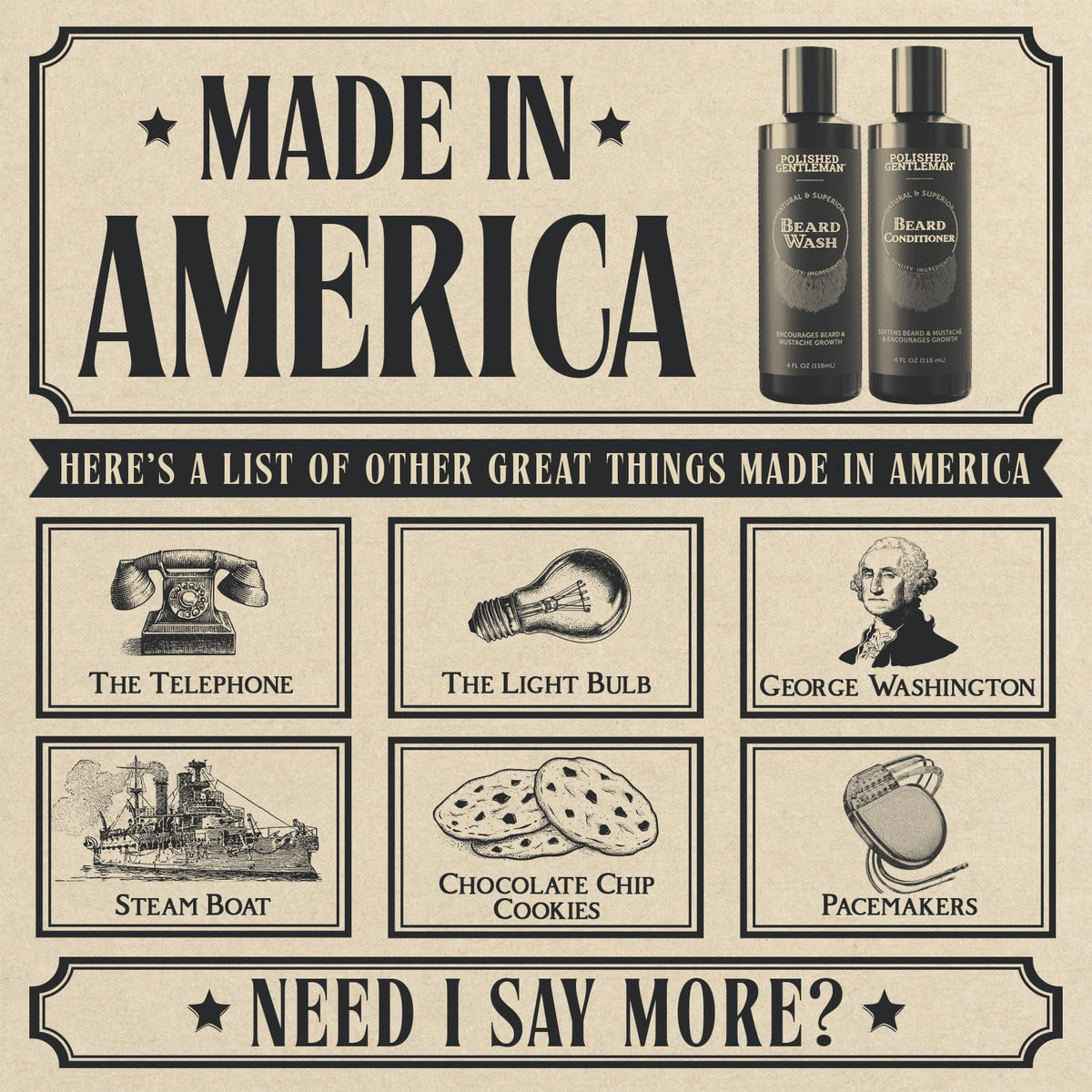 Polished Gentleman label close-up highlighting tea tree and rosemary ingredients.