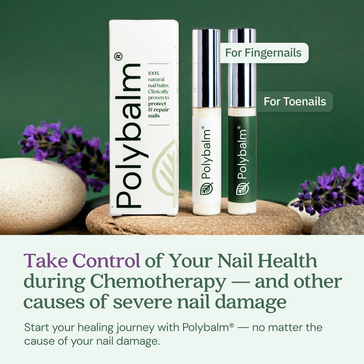 Polybalm Soothes Sensitive Nails: cushions brittle nails and protects cuticles.