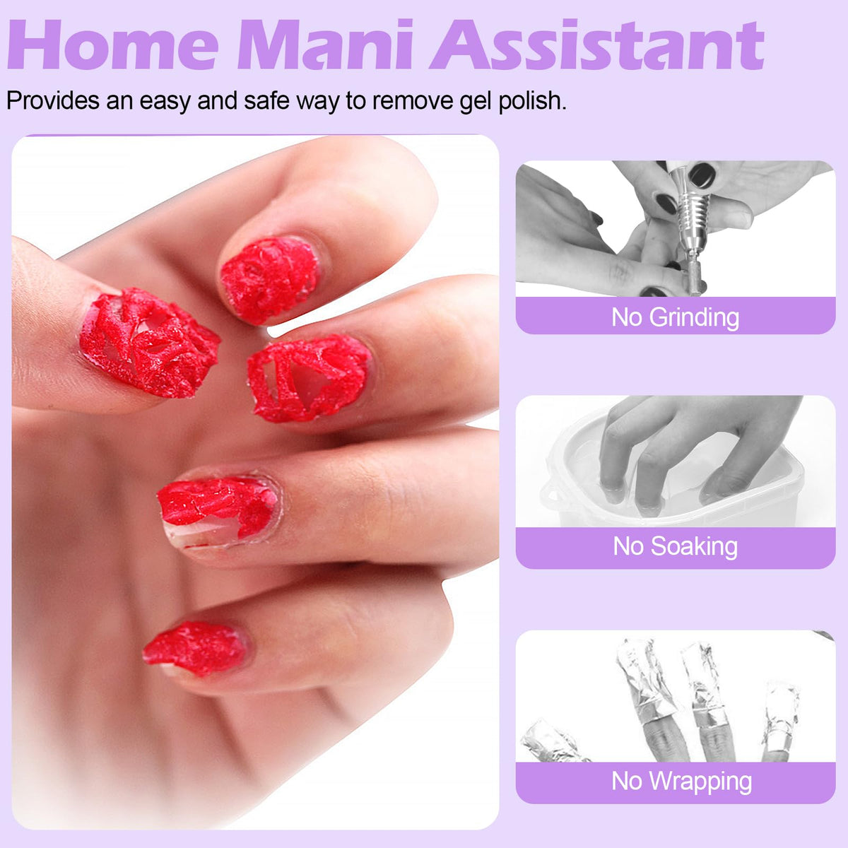 Polynude applying remover on nail for simple, fast use