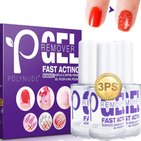 Polynude gel nail polish remover 3-pack bottles for easy at-home removal
