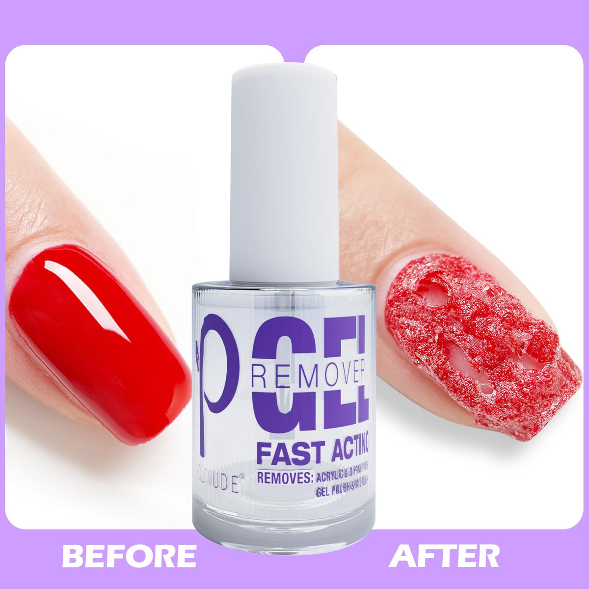 Polynude remover bubbles in 3-6 minutes for quick polish removal
