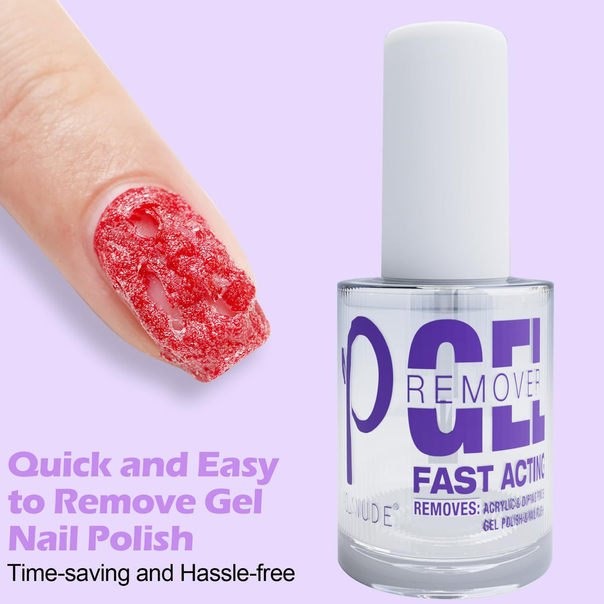 Polynude close-up of scraping and peeling gel polish