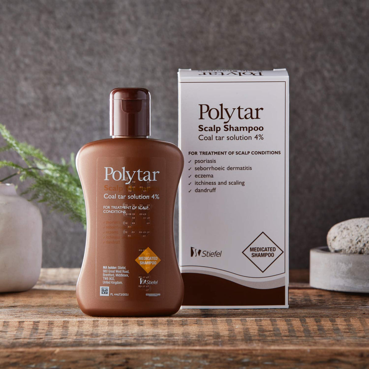 Polytar shampoo foaming-lather highlights thorough scalp cleansing and fresh feel.