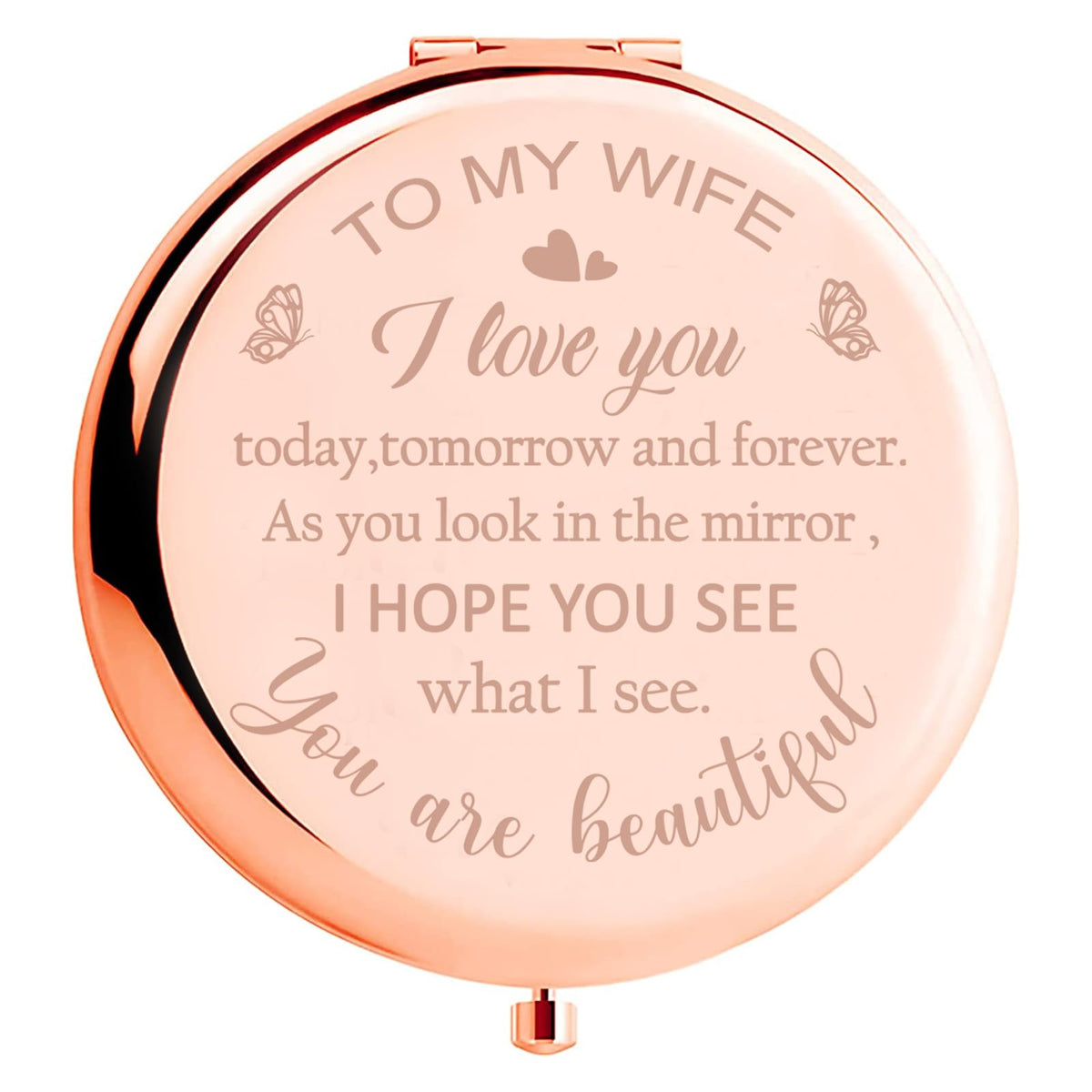 Polzwgck Valentines Day mirror compact with 2x magnification for precise touch-ups.