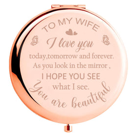 Polzwgck Valentines Day mirror compact with 2x magnification for precise touch-ups.