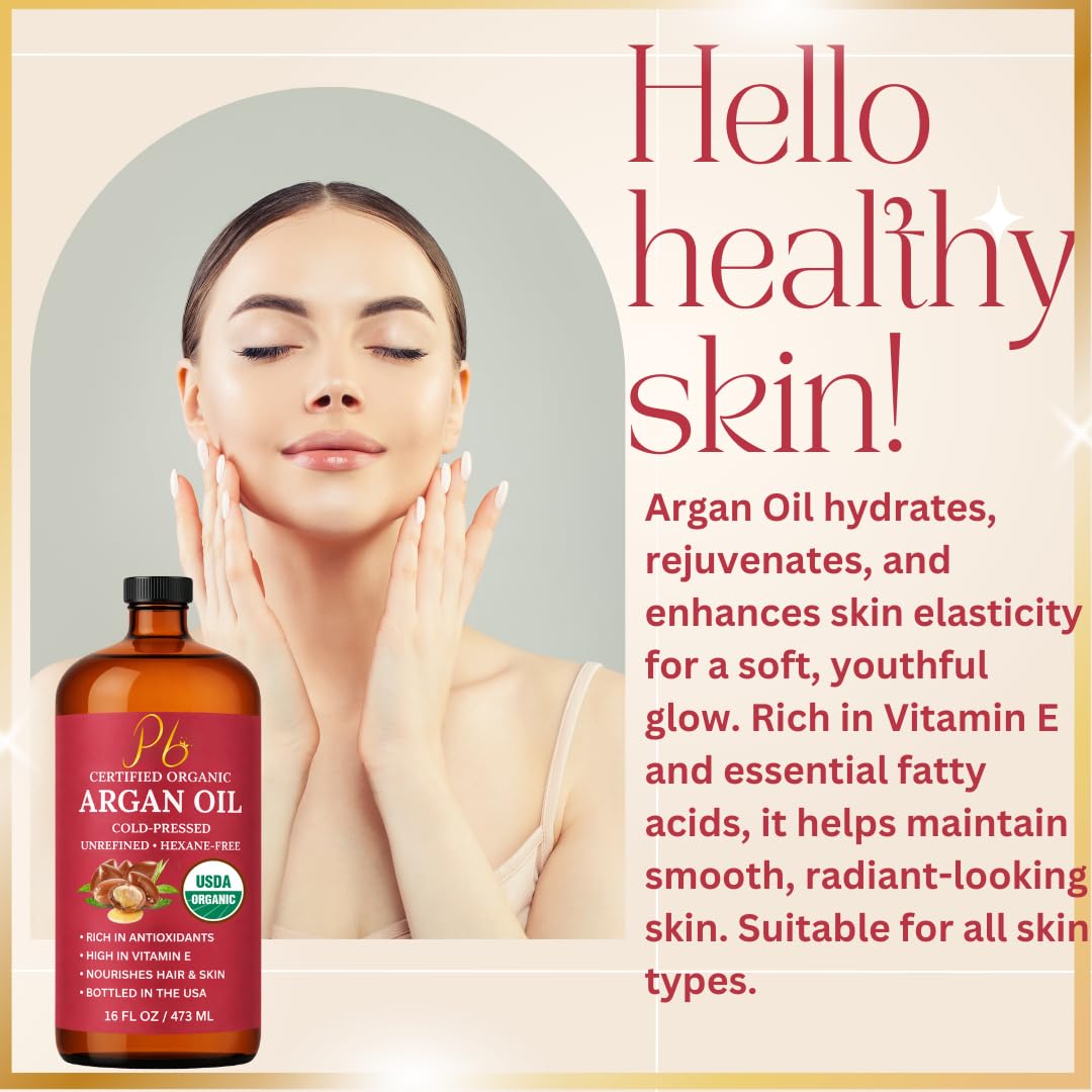 Pomberries Amber glass bottle showcases premium organic argan oil.