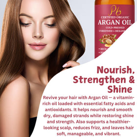 Pomberries Argan Oil dropper close-up enabling precise, mess-free dosing.