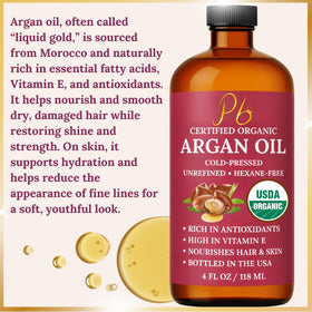 Pomberries Argan Oil on hair provides lightweight shine and manageability.