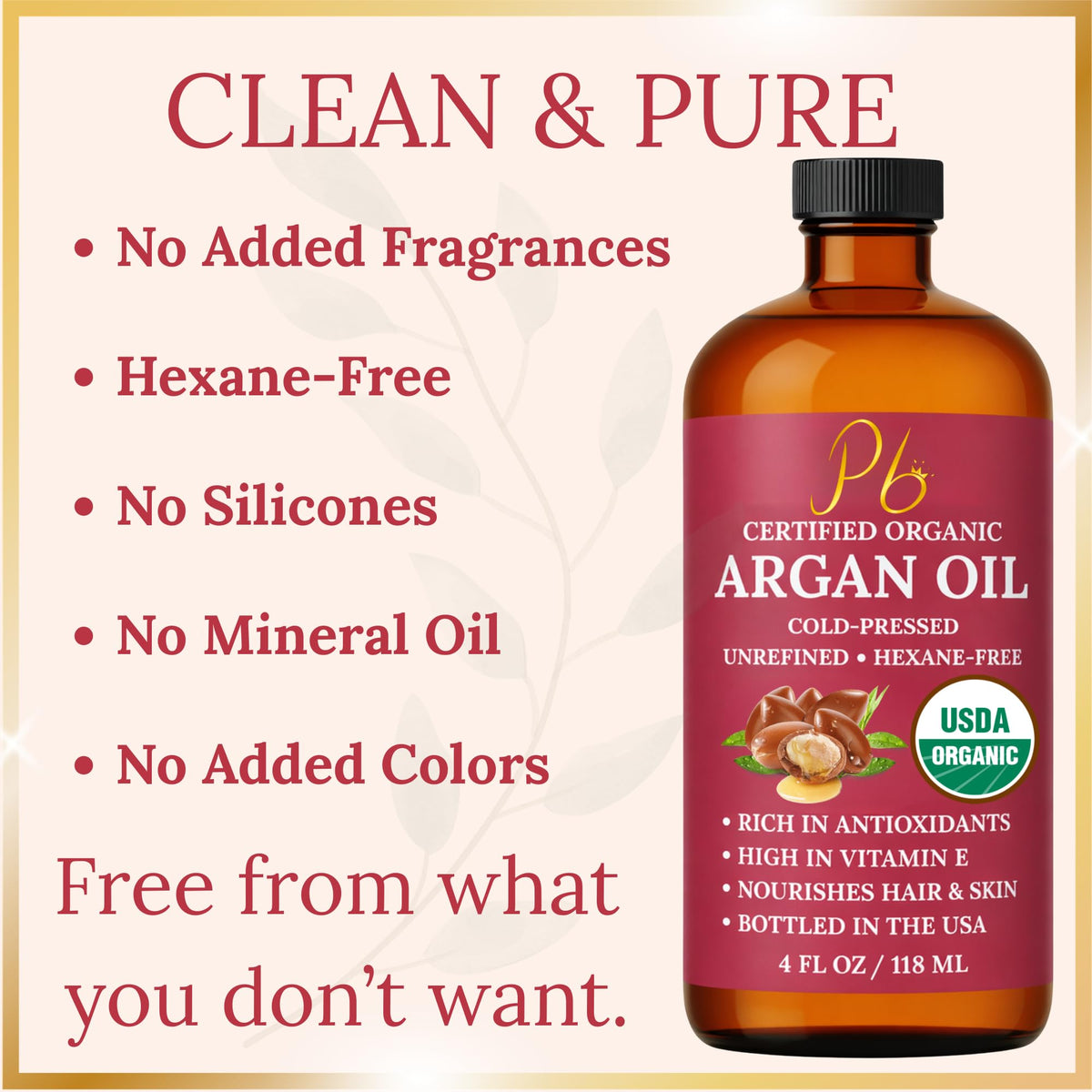 Pomberries Argan Oil USDA label signals certified organic purity.